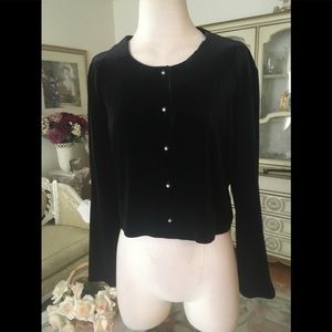 Ronni Nicole vintage black velvet rhinestone button top size 14. C:188-5/20/26